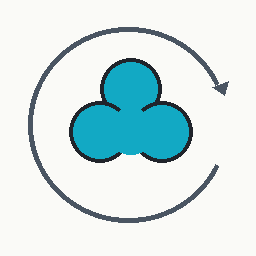 cyan clover orbit visual referent
